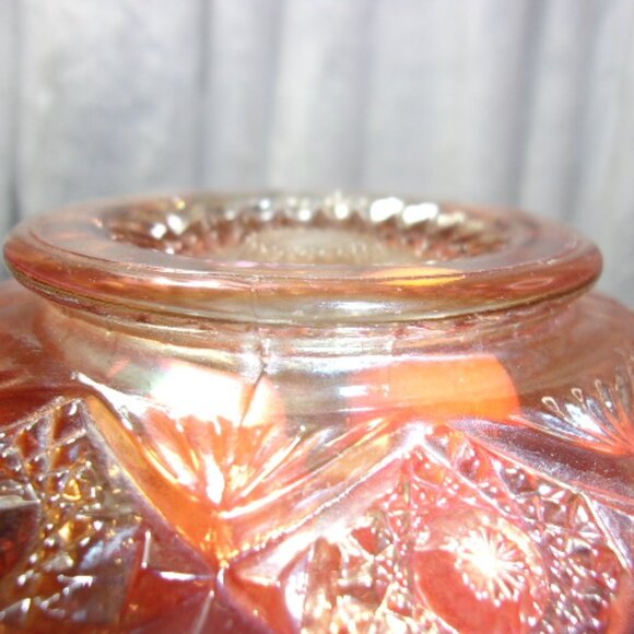 H-379 IMPERIAL STAR AND FILE HANDLED BOWL ORANGE CARNIVAL GLASS - Picture 12 of 13